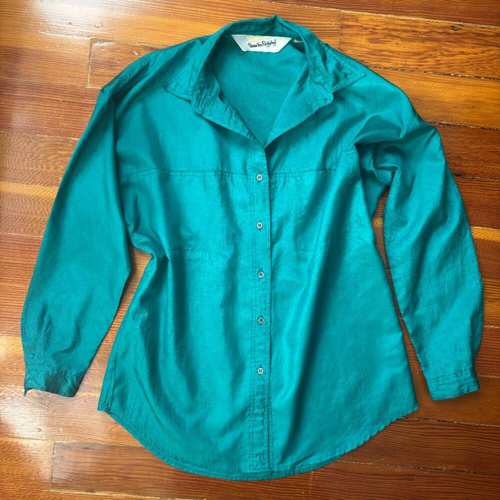 80s Vintage Designer Diane Von Furstenberg DVF Blouse Blouse MEDIUM